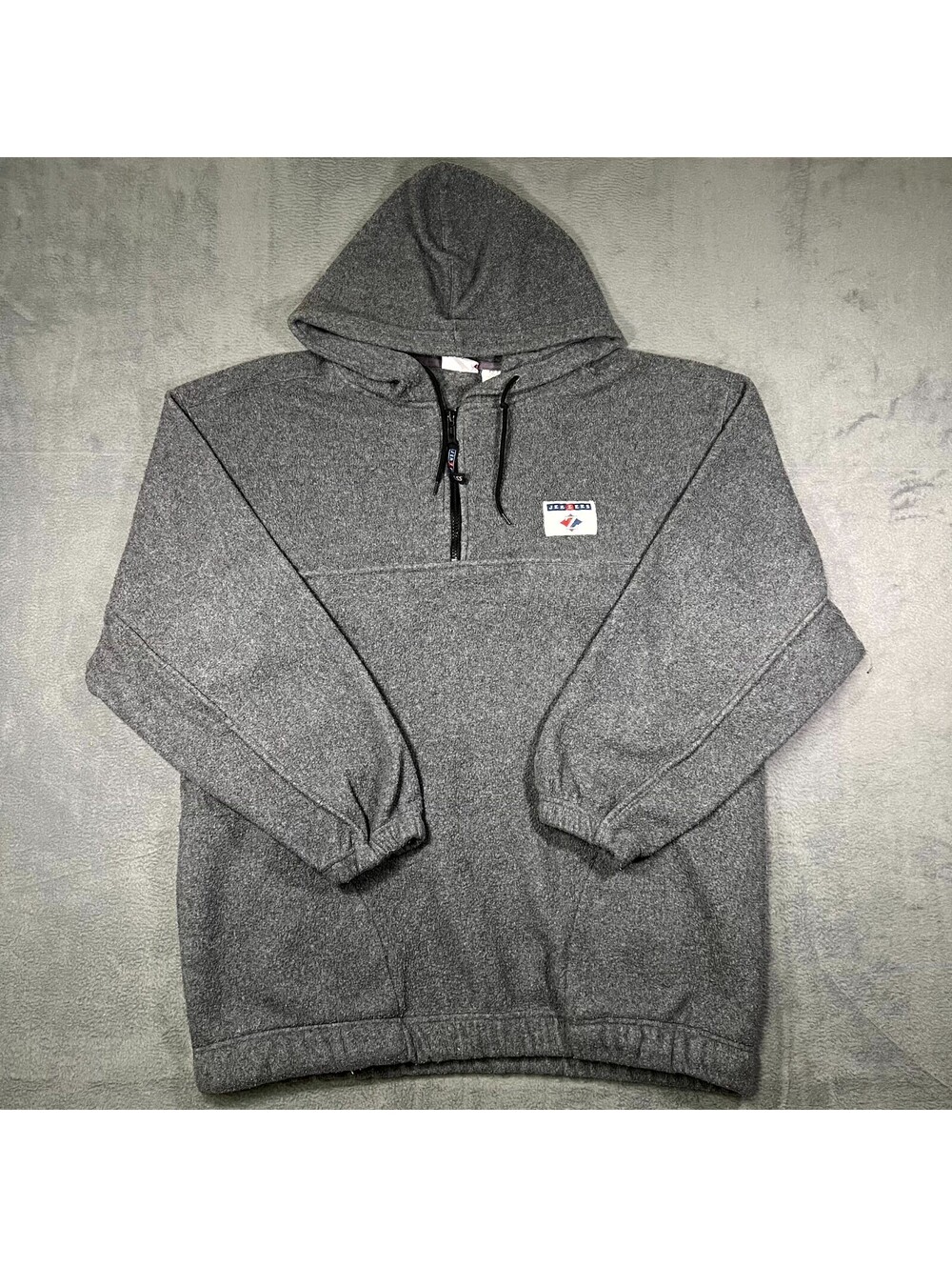 Vintage Jerzees Hoodie Gray Mens Large Fleece 1/4 Zip Hooded Everyday Layering